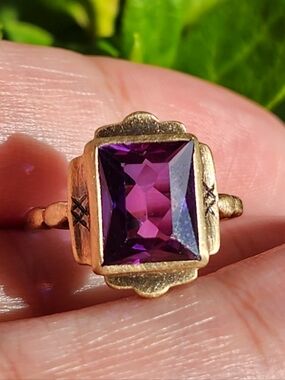 Antique 10kt Amethyst Ring Size 6.75
